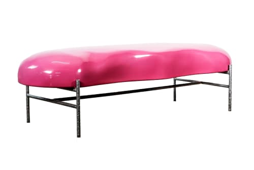 Modern Functional Art Fiberglass & Iron Bench from Costantin | Benches & Ottomans by Costantini Design. Item made of metal