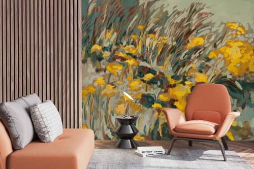 Helichrysum in the Wind | Wallpaper in Wall Treatments by Cara Saven Wall Design. Item made of fabric & paper