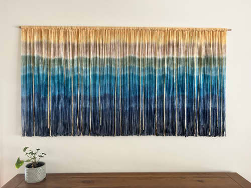SHALLOWS Coastal Beach Boho Wall Hanging Tapestry | Wall Hangings by Wallflowers Hanging Art. Item made of wool with fiber works with boho & contemporary style