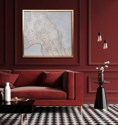 Abstract lines wall art | Mixed Media by Julia Gorbunova. Item composed of glass compatible with minimalism and contemporary style