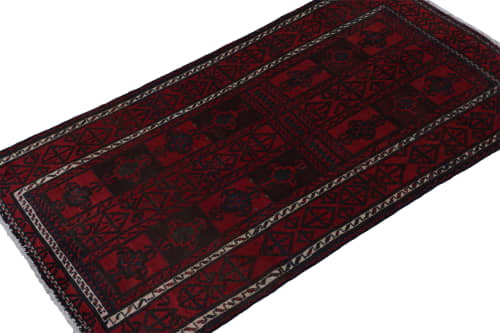 Rug & Kilim's Baluch Tribal Rug in Red & Navy Blue Geometric | Area Rug in Rugs by Rug and Kilim