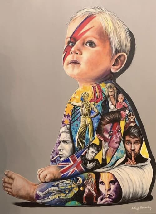 David Bowie | Oil And Acrylic Painting in Paintings by Anthony Hernandez Art. Item made of canvas with synthetic