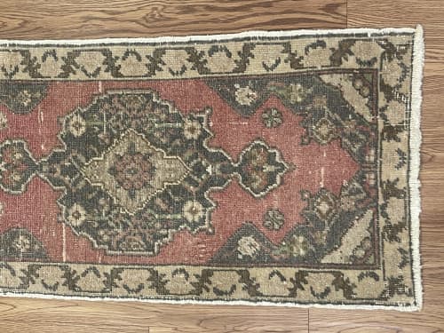 Hand-woven Turkish Rug Doormat| 1.7 x 3.2 | Small Rug in Rugs by Wool and Rug. Item composed of wool in boho or contemporary style