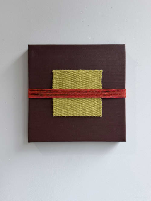 Mixed Media Weaving | Brown, Yellow, Orange | Tapestry in Wall Hangings by Sarah Lawrence. Item made of canvas & fiber compatible with minimalism and mid century modern style