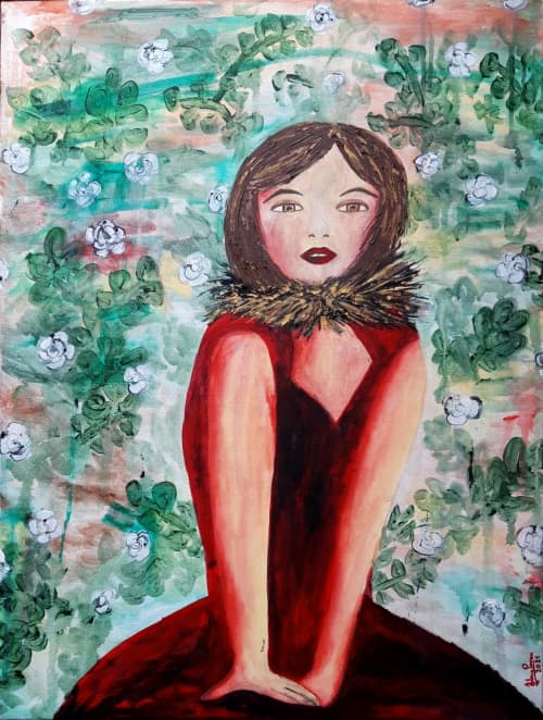 Isabella | Oil And Acrylic Painting in Paintings by Elena Parau. Item composed of canvas in boho or country & farmhouse style