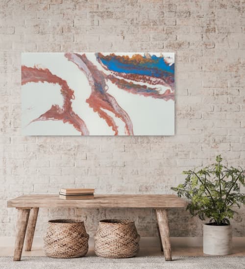 Blue Desert | Mixed Media by Swann Freslon. Item composed of wood and synthetic in mid century modern or contemporary style