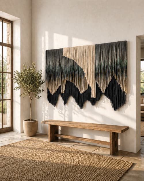 Abstract Textile “Rubi” | Tapestry in Wall Hangings by Olivia Fiber Art. Item composed of wood & wool compatible with minimalism and mid century modern style