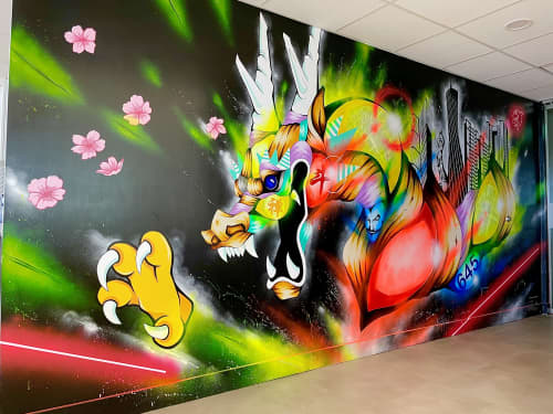 DDL Game Office Mural | Murals by Taka Sudo | 1177 W Hastings St Garage in Vancouver. Item composed of synthetic