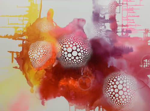 Cluster 2 | Oil And Acrylic Painting in Paintings by Catherine Détraves. Item composed of canvas compatible with contemporary and eclectic & maximalism style