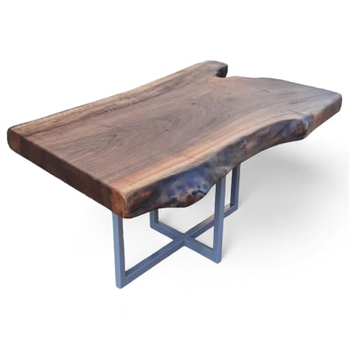 Live Edge Coffee Table | Tables by Ironscustomwood. Item made of wood with metal