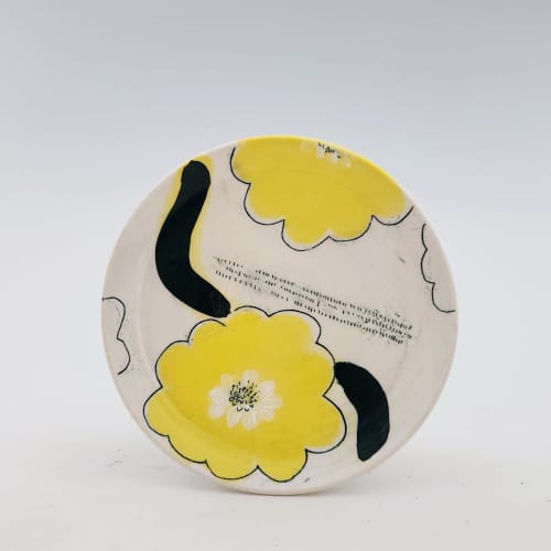 floating blossom side plate | Ceramic Plates by Whitney Smith. Item composed of ceramic in boho or mid century modern style