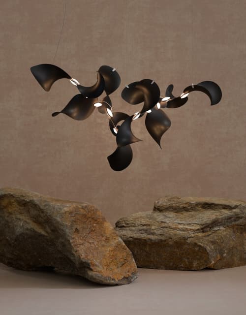 Dune 12 Cluster Pendant Light | Chandeliers by MOSS Objects. Item composed of metal in contemporary or japandi style