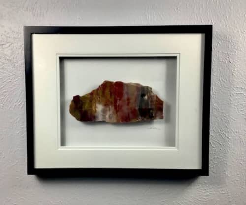 16x20 Framed Stone Artwork (Arizona Rainbow Petrified Wood) | Wall Hangings by Scott Gentry Sculpture, LLC. Item made of wood with stone works with contemporary style