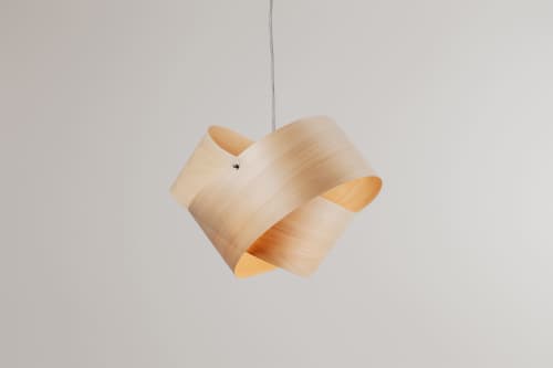 Blume Klein-Wood Veneer Lamp Manually Crafted Designer Art | Pendants by Traum - Wood Lighting. Item made of wood works with minimalism & contemporary style