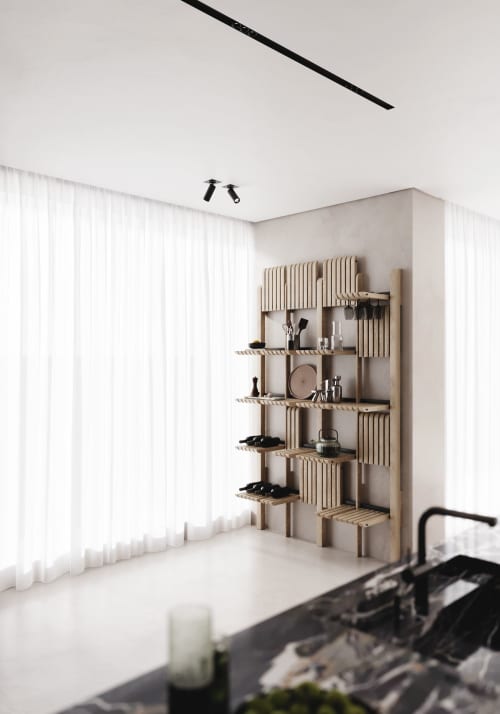GATE modular shelves system Honey Stained | Shelving in Storage by SVITANOK by Artem Zakharchenko. Item made of wood & steel compatible with boho and minimalism style