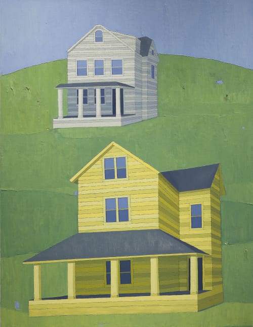 'Two Houses' oil painting by Scott Redden | Oil And Acrylic Painting in Paintings by Scott Redden. Item composed of linen & synthetic