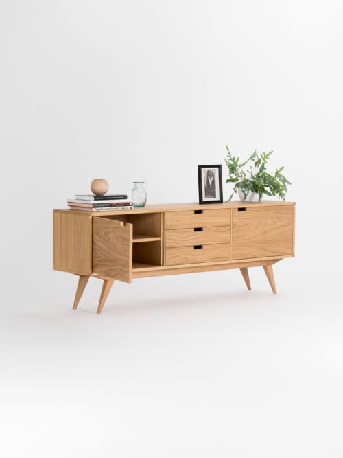 Sideboard, credenza, dresser, commode - made of oak wood | Storage by Mo Woodwork | Stalowa Wola in Stalowa Wola. Item made of oak wood compatible with minimalism and mid century modern style