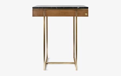 Hidden Marble & Wooden Sideboard with Drawer | Storage by LAGU. Item composed of oak wood and metal