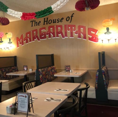 The House of MARGARITAS | Murals by Float boater murals | El Ranchero Restaurant in Claremont. Item composed of synthetic