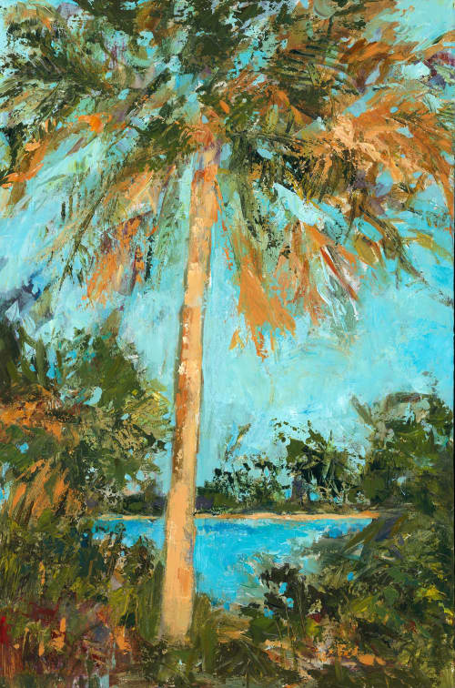 Tranquil Cove - Tropical Landscape Painting on Canvas | Oil And Acrylic Painting in Paintings by Filomena Booth Fine Art. Item made of canvas compatible with contemporary and coastal style