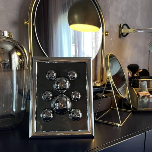 Frame Medium Tiny Stainless Steel Bear '1' | Sculptures by IRENA TONE. Item made of steel & glass compatible with minimalism and art deco style