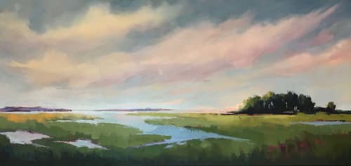 "Salt Marsh Memory," painting | Oil And Acrylic Painting in Paintings by Carrie Megan. Item composed of canvas and synthetic