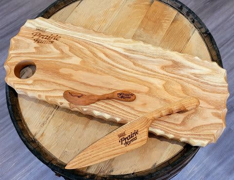 Corporate / Closing Gift Set - "Charcuterie" - Board + Utens | Serving Board in Serveware by Wild Cherry Spoon Co.. Item made of wood compatible with minimalism and country & farmhouse style