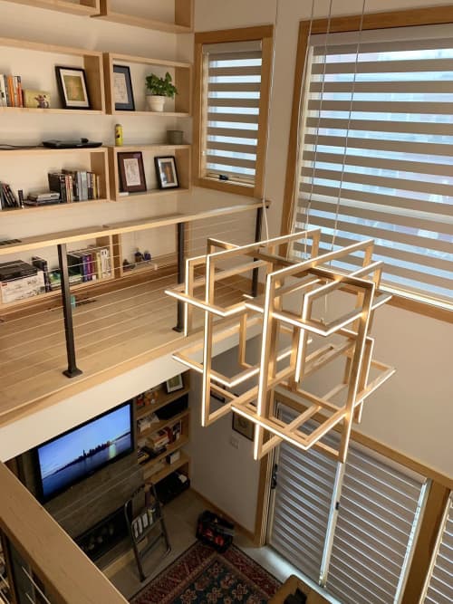 CUBE chandelier | Chandeliers by Next Level Lighting. Item made of oak wood