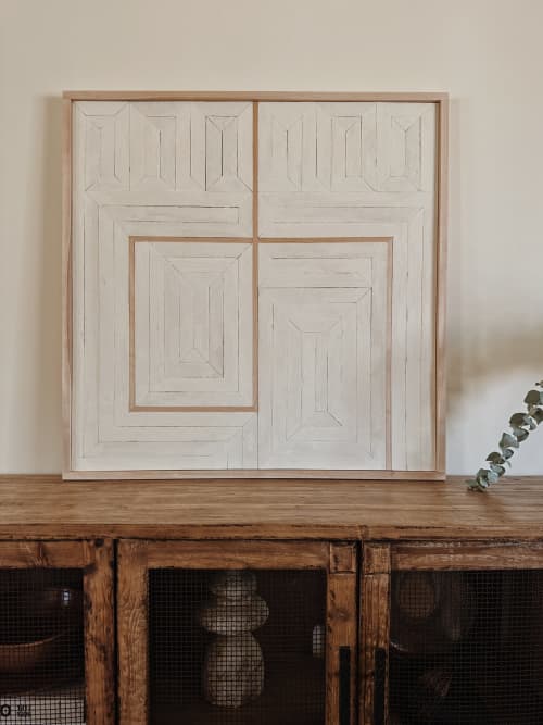 Tonal White Lines 3'x3' | Decorative Objects by Aleksandra Zee