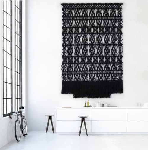 Black wallhanging 180cm x 300cm | Macrame Wall Hanging in Wall Hangings by Milla Novo. Item composed of cotton