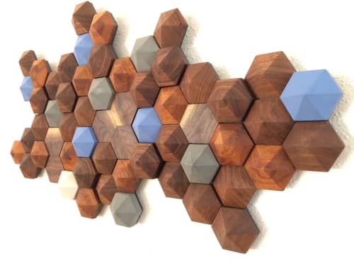 Geo Metrics Series - Wood and Ceramic Wall Art | Wall Sculpture in Wall Hangings by Kenichi Woodworking