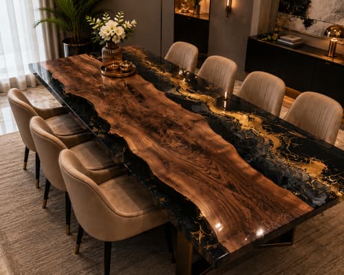 Resin Epoxy Dining Table, Handmade Epoxy Wooden Table | Tables by Innovative Home Decors. Item composed of wood compatible with country & farmhouse and art deco style