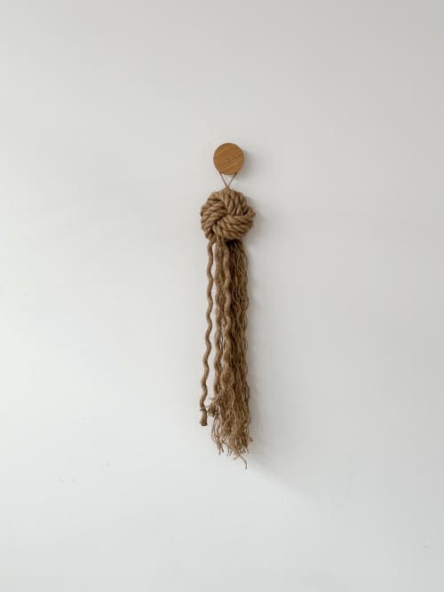 KNOT 006 | Rope Sculpture Wall Hanging | Wall Sculpture in Wall Hangings by Ana Salazar Atelier. Item composed of oak wood and fiber in country & farmhouse or japandi style