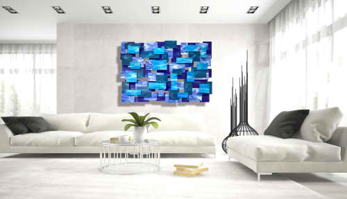 "Cascade" Glass and Metal Wall Art Sculpture | Wall Sculpture in Wall Hangings by Karo Studios. Item made of metal with glass