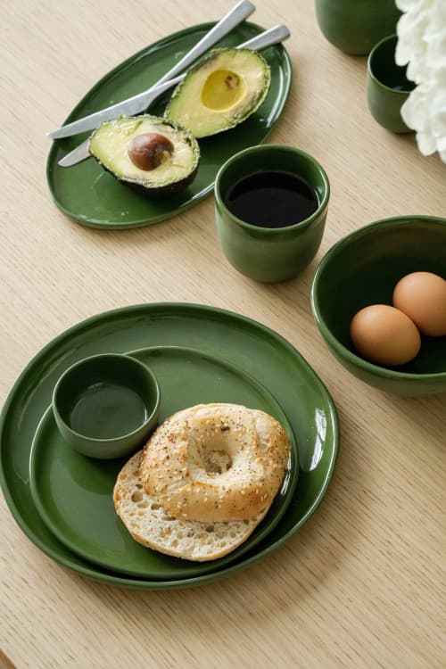 Handmade Porcelain Dinner Set. Green | Plate in Dinnerware by Creating Comfort Lab. Item made of ceramic