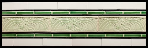 Wave Tile Installation | Tiles by Lynne Meade. Item made of cement