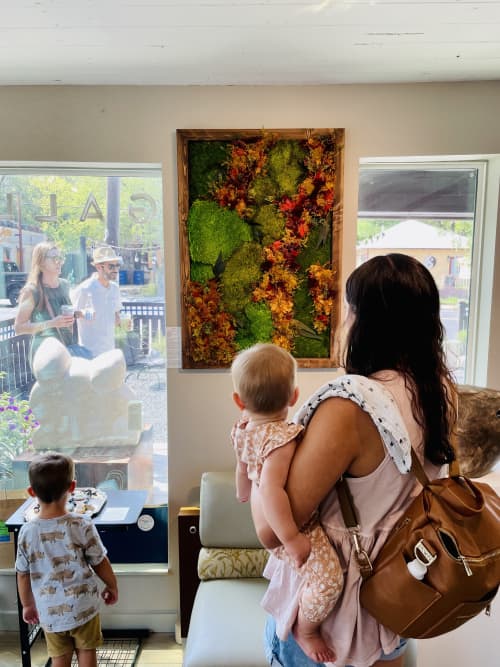 Autumn Moss - Foliage Colors 40x28" Wooden Frame in Walnut | Wall Hangings by Mosstique | Art For The People Gallery in Austin. Item made of wood compatible with boho and eclectic & maximalism style