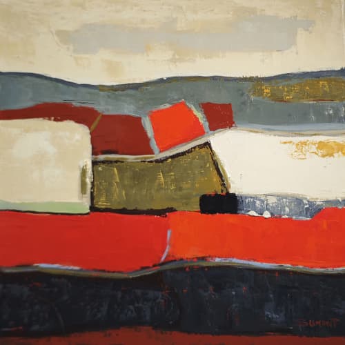 Terres ardentes | Oil And Acrylic Painting in Paintings by Sophie DUMONT.. Item made of canvas compatible with minimalism and contemporary style