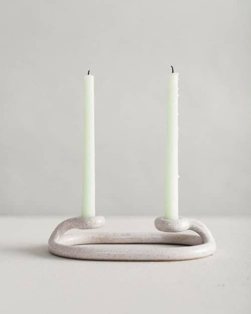 Duo Candlestick | Candle Holder in Decorative Objects by SIN | Lindsey Swedick's Brooklyn Apartment in Brooklyn. Item made of metal