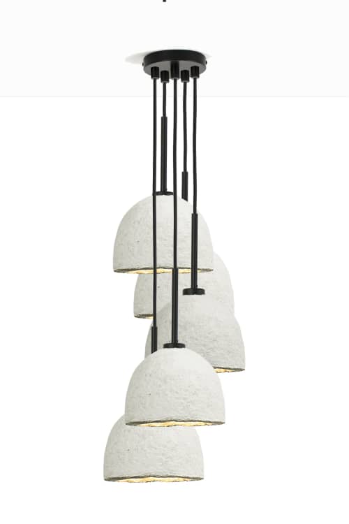 MushLume Stagger Chandelier - 5 Shades | Chandeliers by Danielle Trofe Design. Item composed of cement
