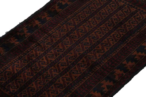 Vintage Baluch Afghan rug in Brown, Red & Blue Patterns | Area Rug in Rugs by Rug and Kilim. Item composed of wool