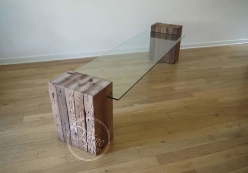 Modern Rustic Coffee Table. Wood and Glass Coffee Table. | Tables by Ticino Design. Item made of wood & glass compatible with minimalism and contemporary style