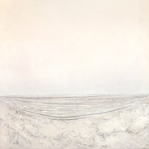 "Laamu's Early Light" - Mixed Media Ocean Art - Commission | Paintings by Kelly Hanna Studio. Item composed of canvas and fiber in boho or minimalism style