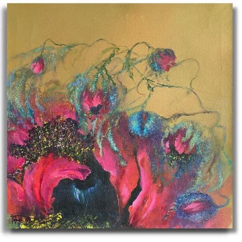 Morning Poppy | Oil And Acrylic Painting in Paintings by Christiane Papé. Item made of canvas & synthetic