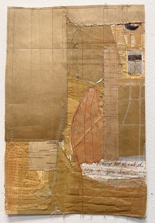 Care of the Anxious | Collage in Paintings by Susan Smereka. Item composed of birch wood & cotton compatible with contemporary and rustic style