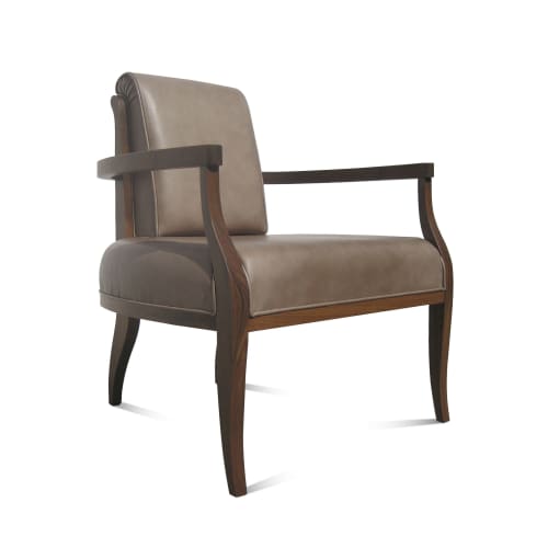 Gianni Art Deco Style Leather Lounge Armchair by Costantini | Lounge Chair in Chairs by Costantini Designñ. Item composed of wood and fabric