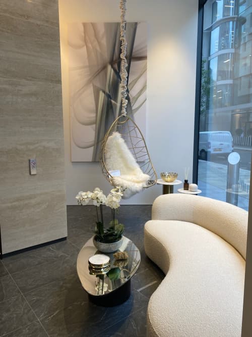 Studio Stirling - Nest Egg in Central London | Swing Chair in Chairs by Studio Stirling | Curzon Mayfair in London. Item composed of steel in minimalism or modern style