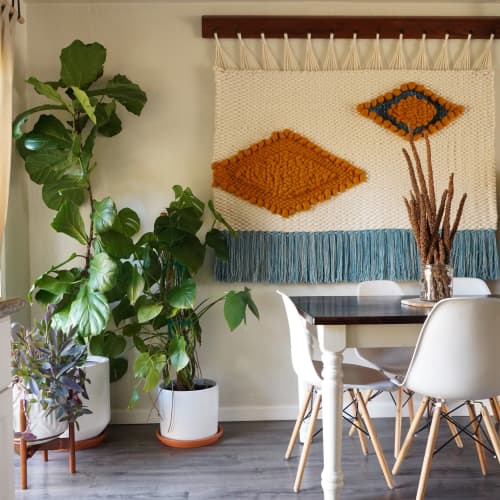 Carbon | Tapestry in Wall Hangings by Keyaiira | leather + fiber. Item made of wool with fiber