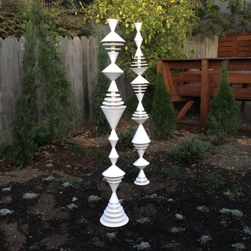 White Garden Cones Sculpture | Landscape Ornament in Plants & Landscape by Zuzana Licko. Item made of ceramic