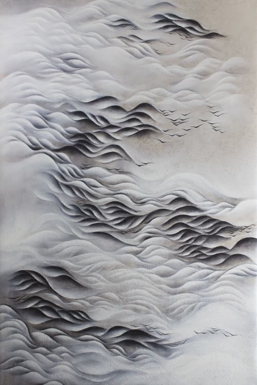 Striding deeper | Oil And Acrylic Painting in Paintings by Francesca Borgo. Item composed of canvas & synthetic compatible with minimalism and contemporary style